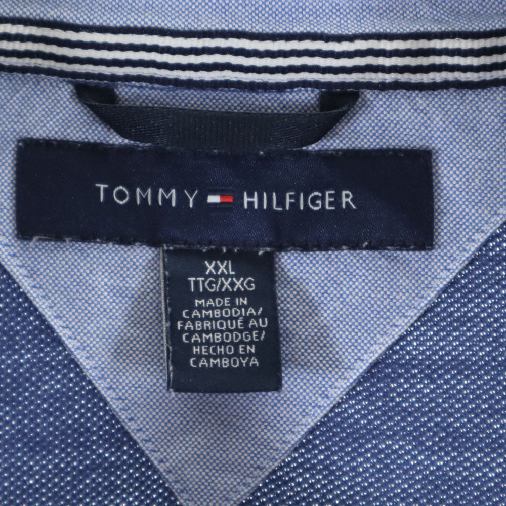 トミーヒルフィガー 半袖 ポロシャツ XXL ネイビー系 TOMMY HILFIGER ビッグサイズ 鹿の子 メンズ