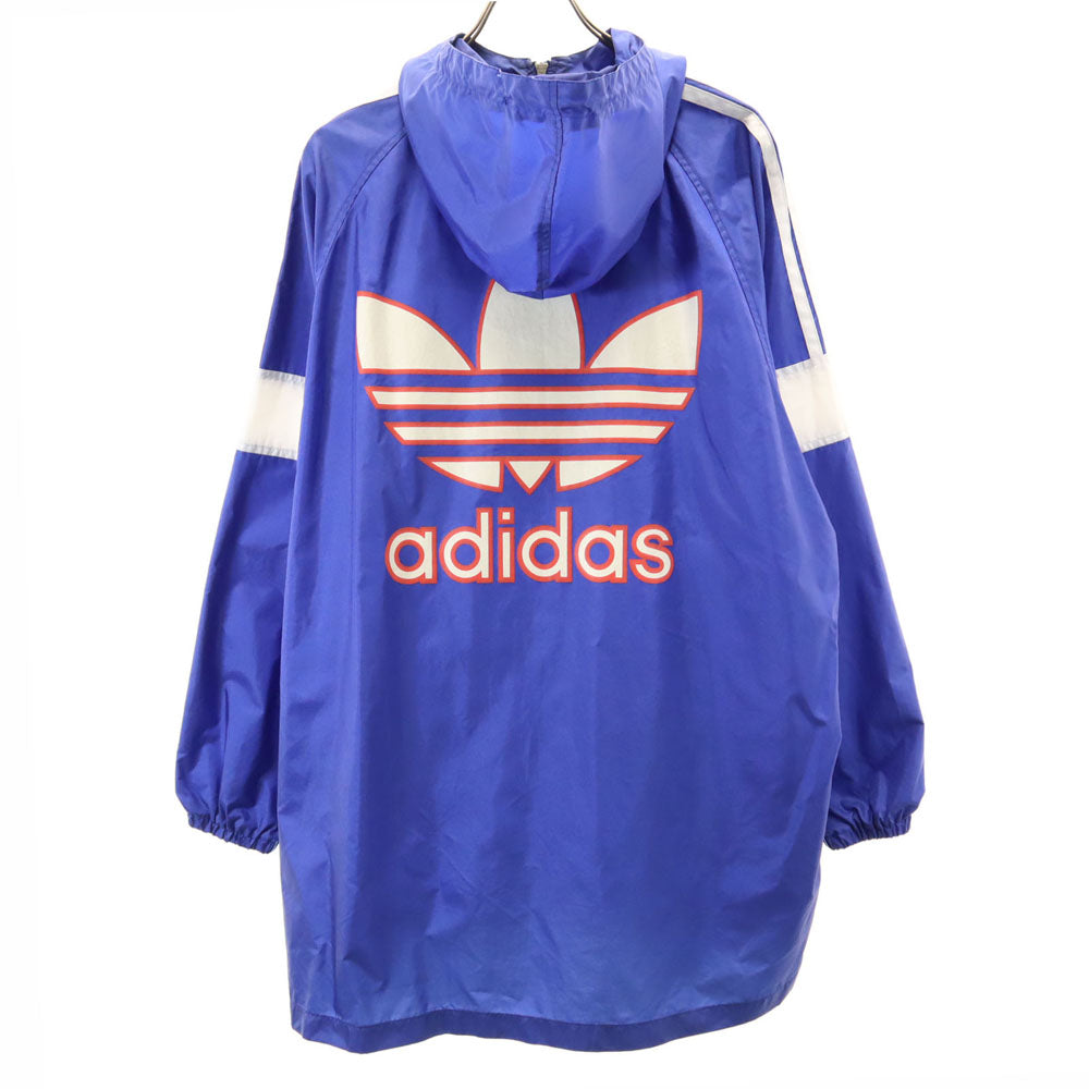 adidas アディダス 80s 日本製 デサント製 ヴィンテージ バックトレフォイルロゴ ナイロンジャケット L-O 青紫 レディース