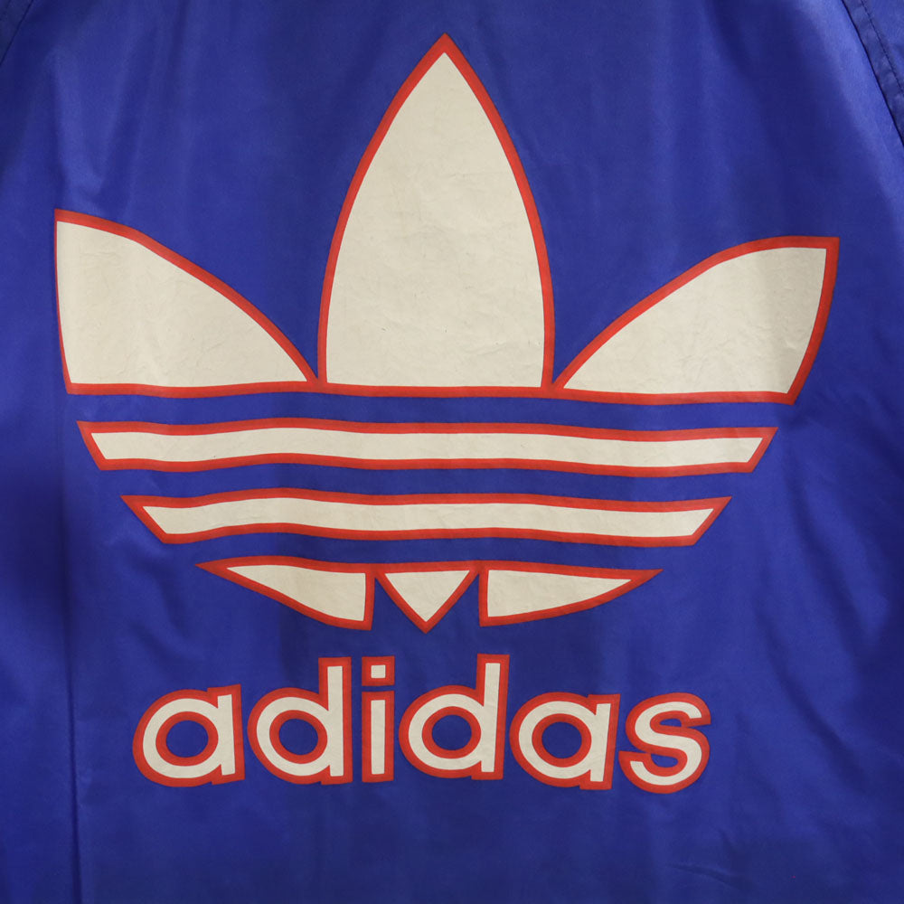 adidas アディダス 80s 日本製 デサント製 ヴィンテージ バックトレフォイルロゴ ナイロンジャケット L-O 青紫 レディース