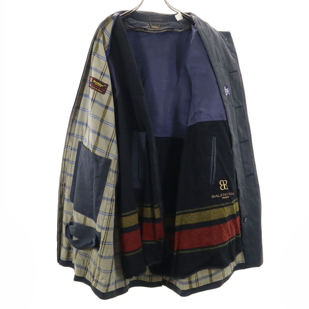 BALENCIAGA バレンシアガ 80s 90s オールド 日本規格 ステンカラーコート A4 ネイビー ライナー付き メンズ