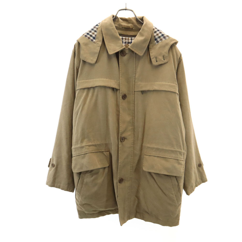 Aquascutum アクアスキュータム 長袖 ステンカラーコート L ベージュ系 ライナー付き メンズ
