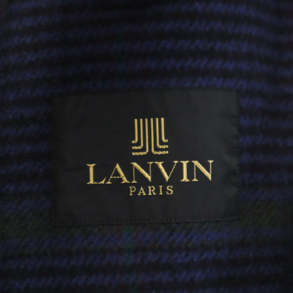 ランバン 80s 90s カシミヤブレンド オールド ステンカラーコート R44-43 濃紺 LANVIN メンズ