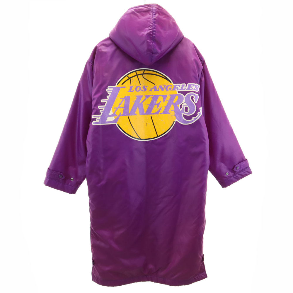 NBA オールド バックロゴ ロサンゼルス・レイカーズ 中綿 ベンチコート M パープル 裏ボア Los Angeles Lakers メンズ