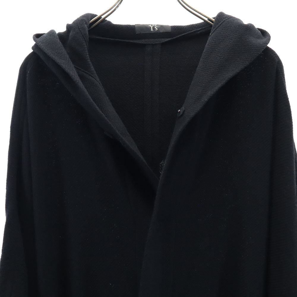 Y's ワイズ ウール 長袖 フリンジ ポンチョ 1 ブラック コート レディース