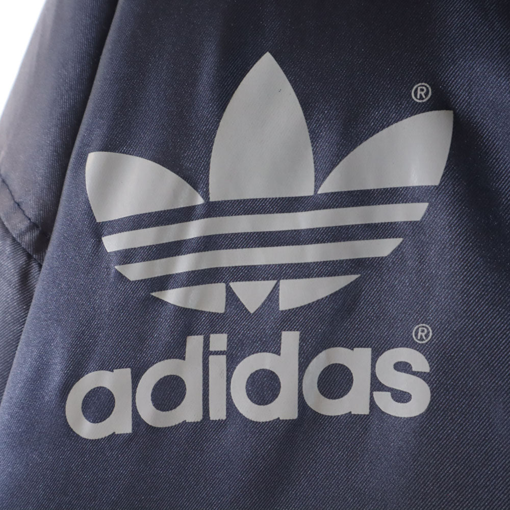 adidas アディダス 80s デサント 日本製 ヴィンテージ トレフォイルロゴプリント ベンチコート L ネイビー 裏ボア メンズ