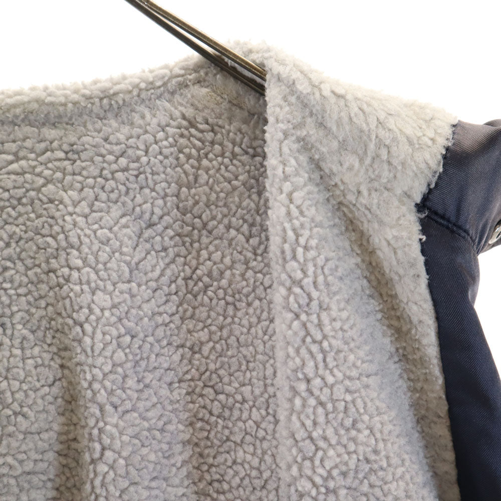 adidas アディダス 80s デサント 日本製 ヴィンテージ トレフォイルロゴプリント ベンチコート L ネイビー 裏ボア メンズ