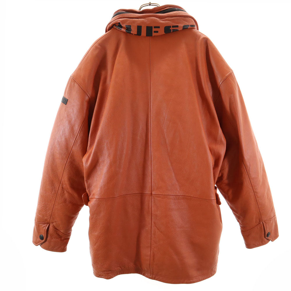 Guess ゲス オールド レザー 中綿コート XL オレンジ メンズ