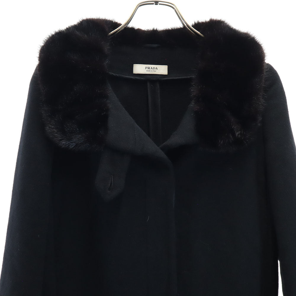 PRADA プラダ イタリア製 長袖 ウールコート 38 ブラック レディース