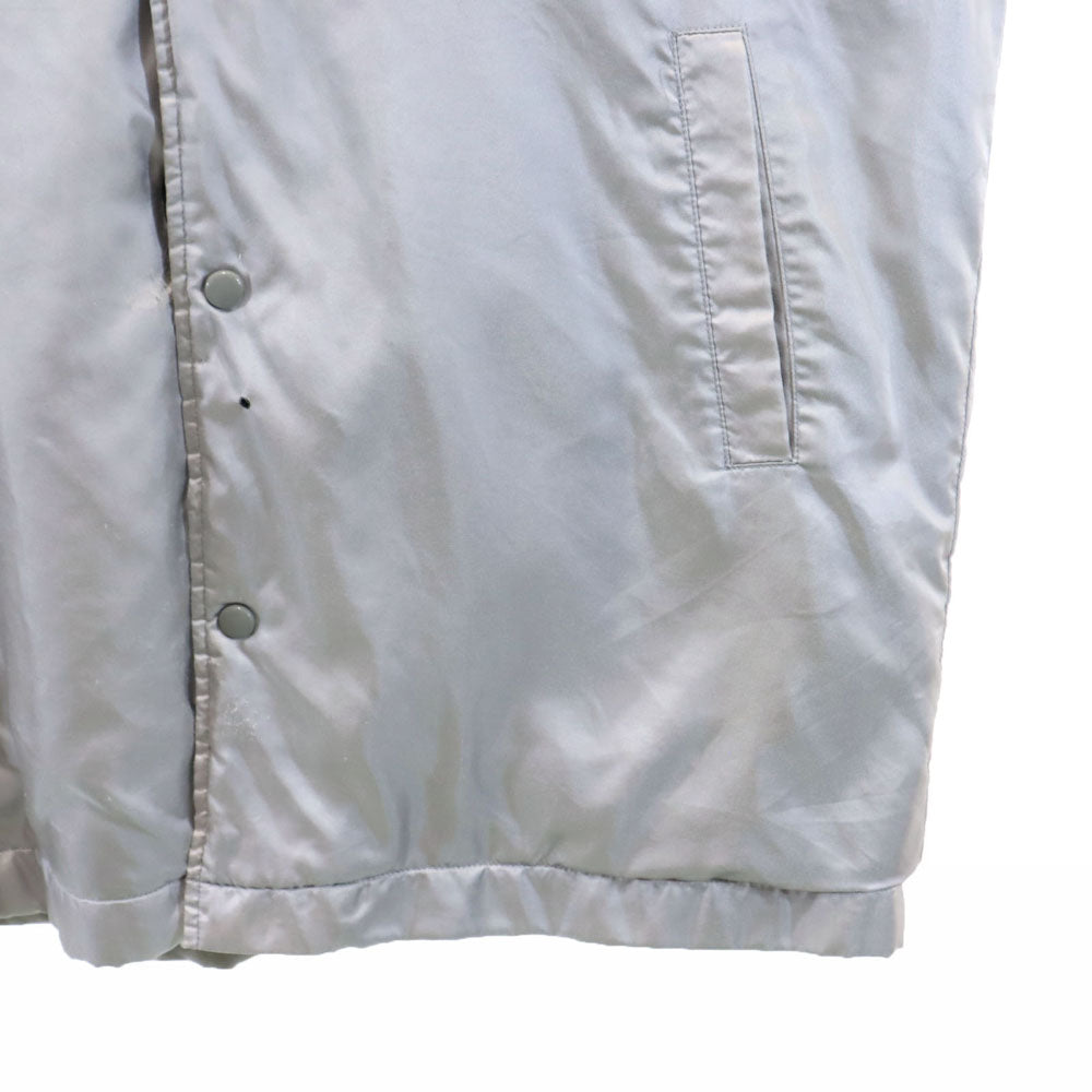 adidas アディダス 80s デサント製 ヴィンテージ トレフォイルロゴ 長袖 中綿 ベンチコート M シルバー メンズ