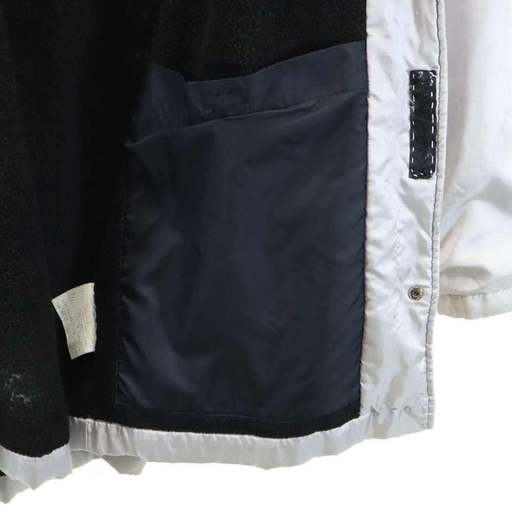 adidas アディダス 80s デサント製 ヴィンテージ トレフォイルロゴ 長袖 中綿 ベンチコート M シルバー メンズ