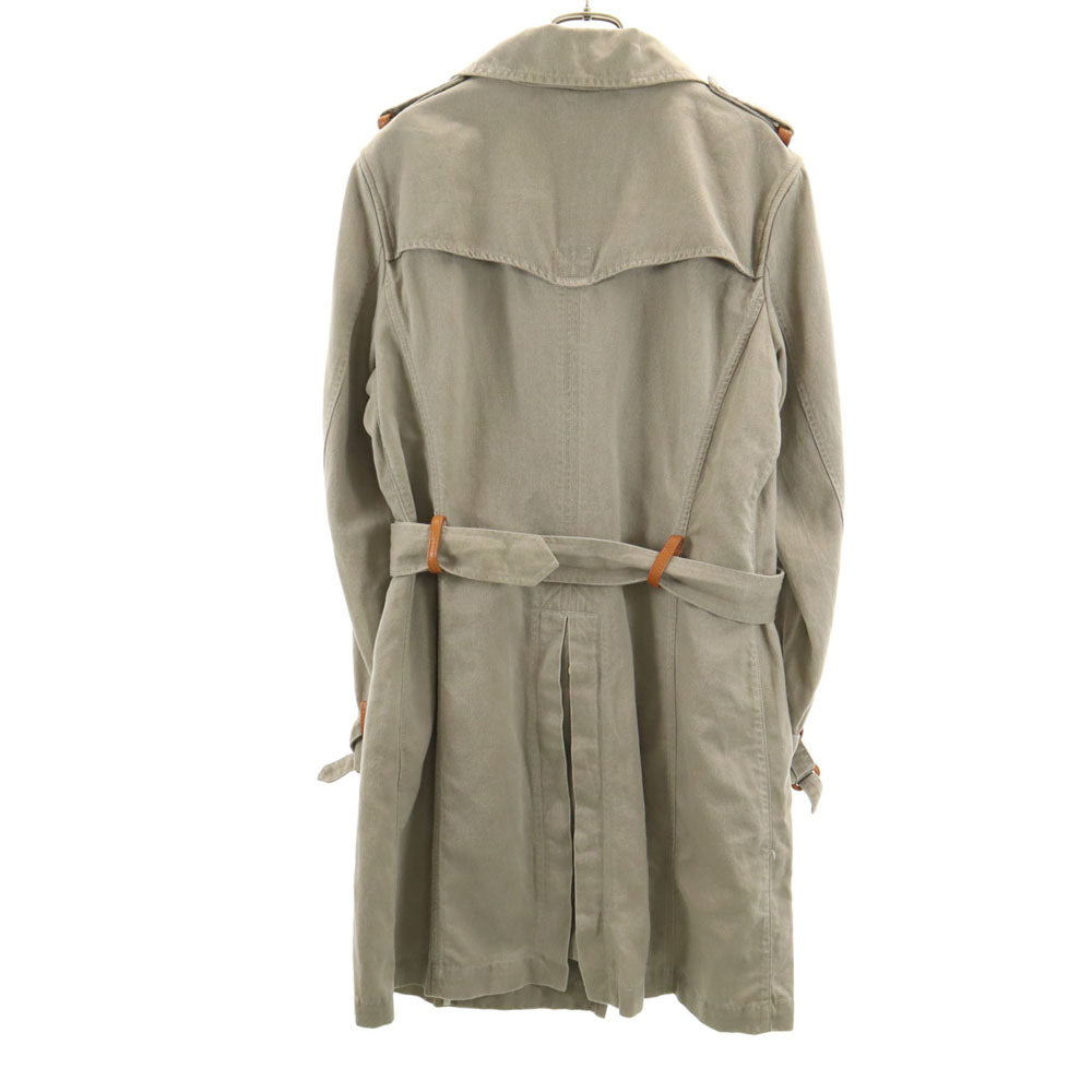 WOOLRICH ウールリッチ リネンブレンド トレンチコート XL カーキ デニム地 レディース