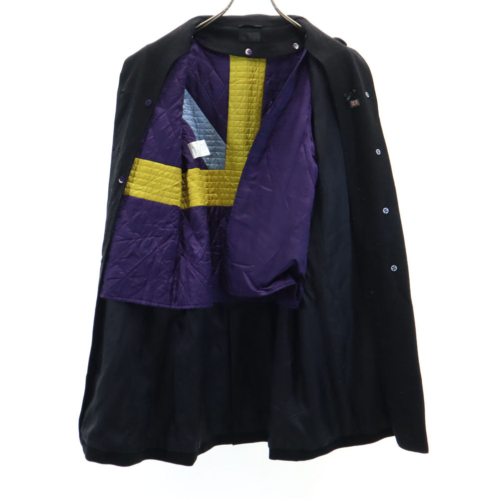 Paul Smith BLACK ポールスミス ブラック フラノウール ステンカラーコート 40 ブラック 中綿ライナー付き レディース