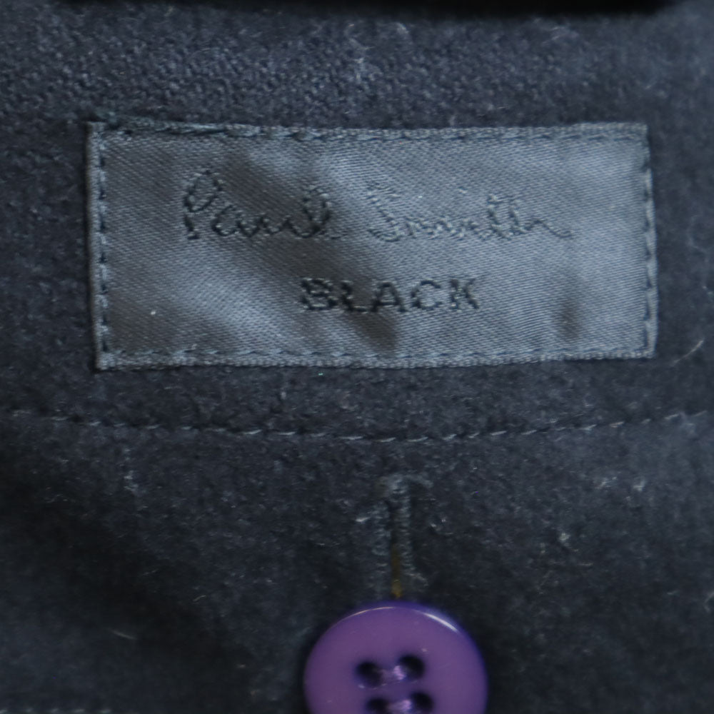 Paul Smith BLACK ポールスミス ブラック フラノウール ステンカラーコート 40 ブラック 中綿ライナー付き レディース