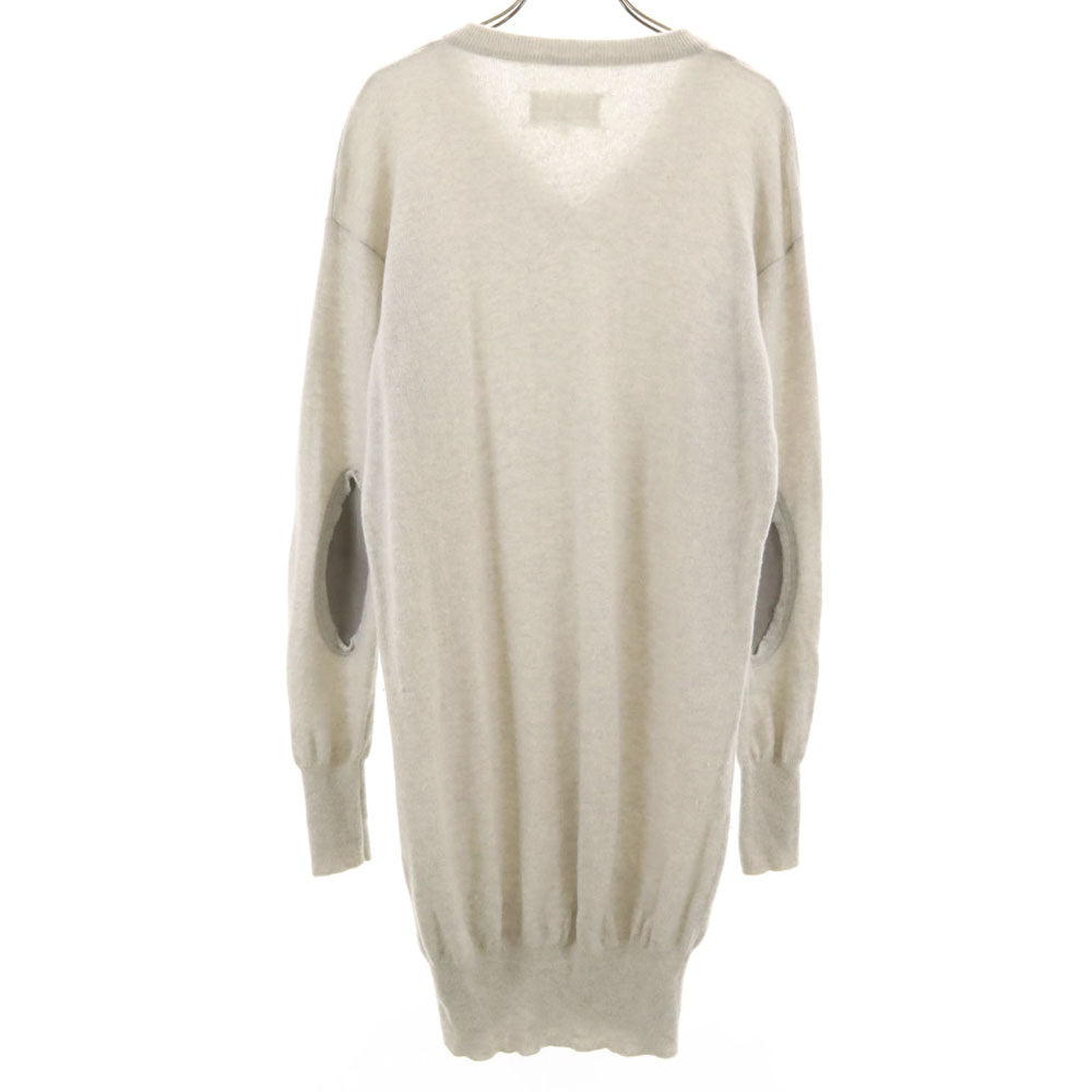Maison Margiela メゾンマルジェラ イタリア製 長袖 Vネック ニット ワンピース S ライトグレー レディース