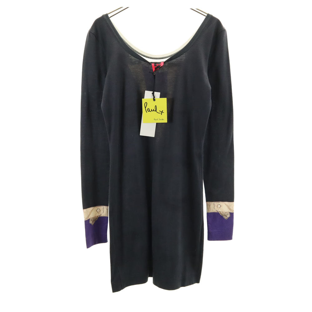 未使用 Paul+ Paul Smith ポールプラス ポールスミス 日本製 長袖 カットソー M チャコールグレー ロンT レディース