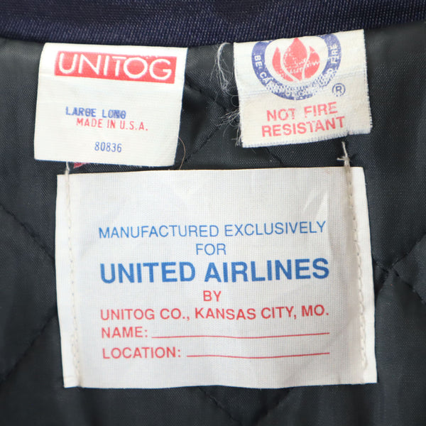 ユニトグ 80s 70s USA製 オールド デカタロン ヴィンテージ UNITED AIRLINES ワークジャケット L ネイビー UNITOG ユナイテッド航空 フード欠品 メンズ