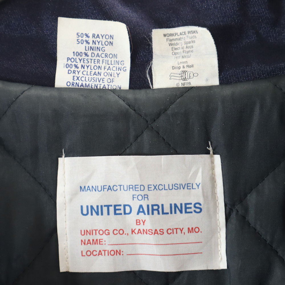 ユニトグ 80s 70s USA製 オールド デカタロン ヴィンテージ UNITED AIRLINES ワークジャケット L ネイビー UNITOG ユナイテッド航空 フード欠品 メンズ