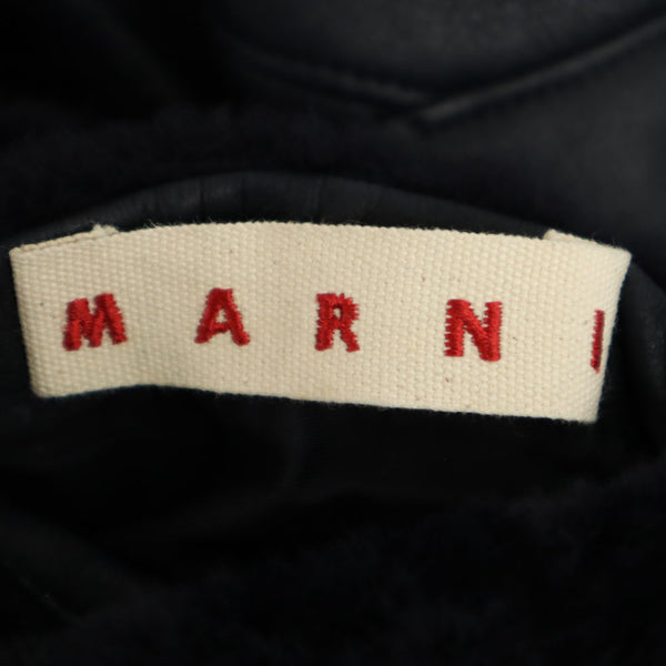 マルニ リバーシブル ムートンコート 38 ネイビー MARNI レザーコート カバー付き レディース