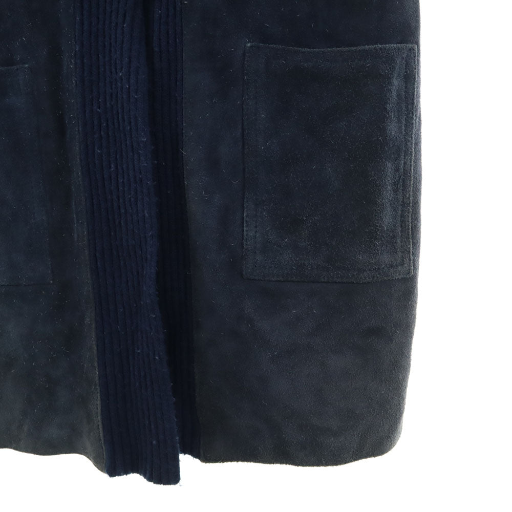 ブロンソン 80s 90s オールド 長袖 スエードレザージャケット L ネイビー系 ニット切替 レディース