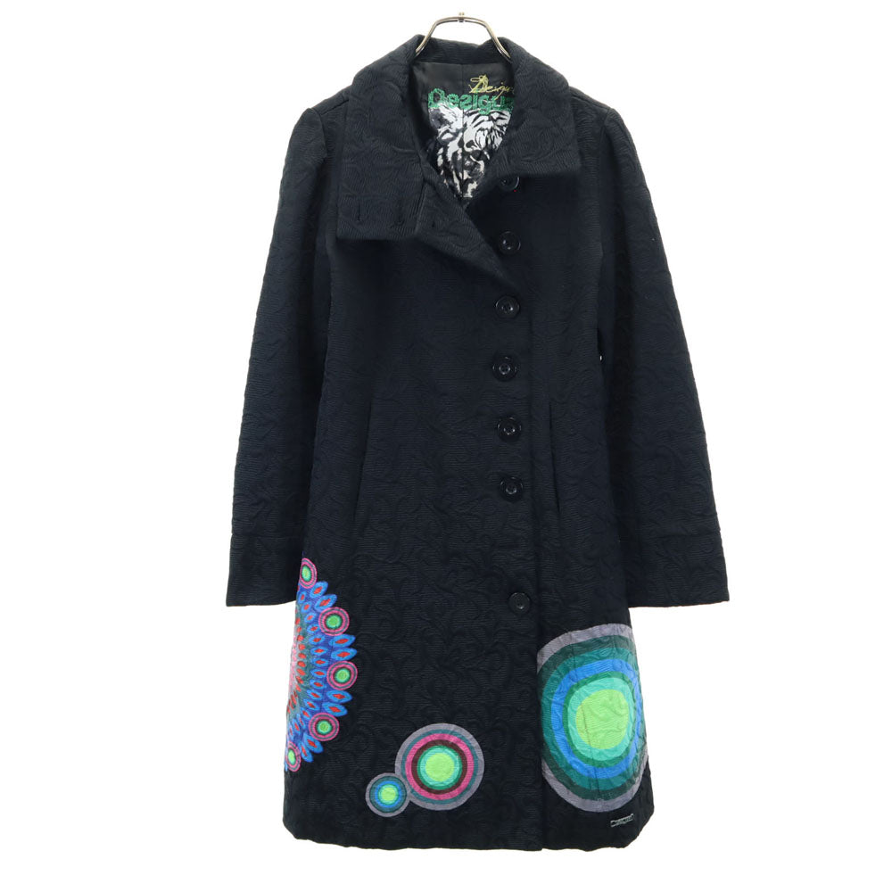 Desigual デジグアル ロングコート 38 ブラック 刺繍 レディース