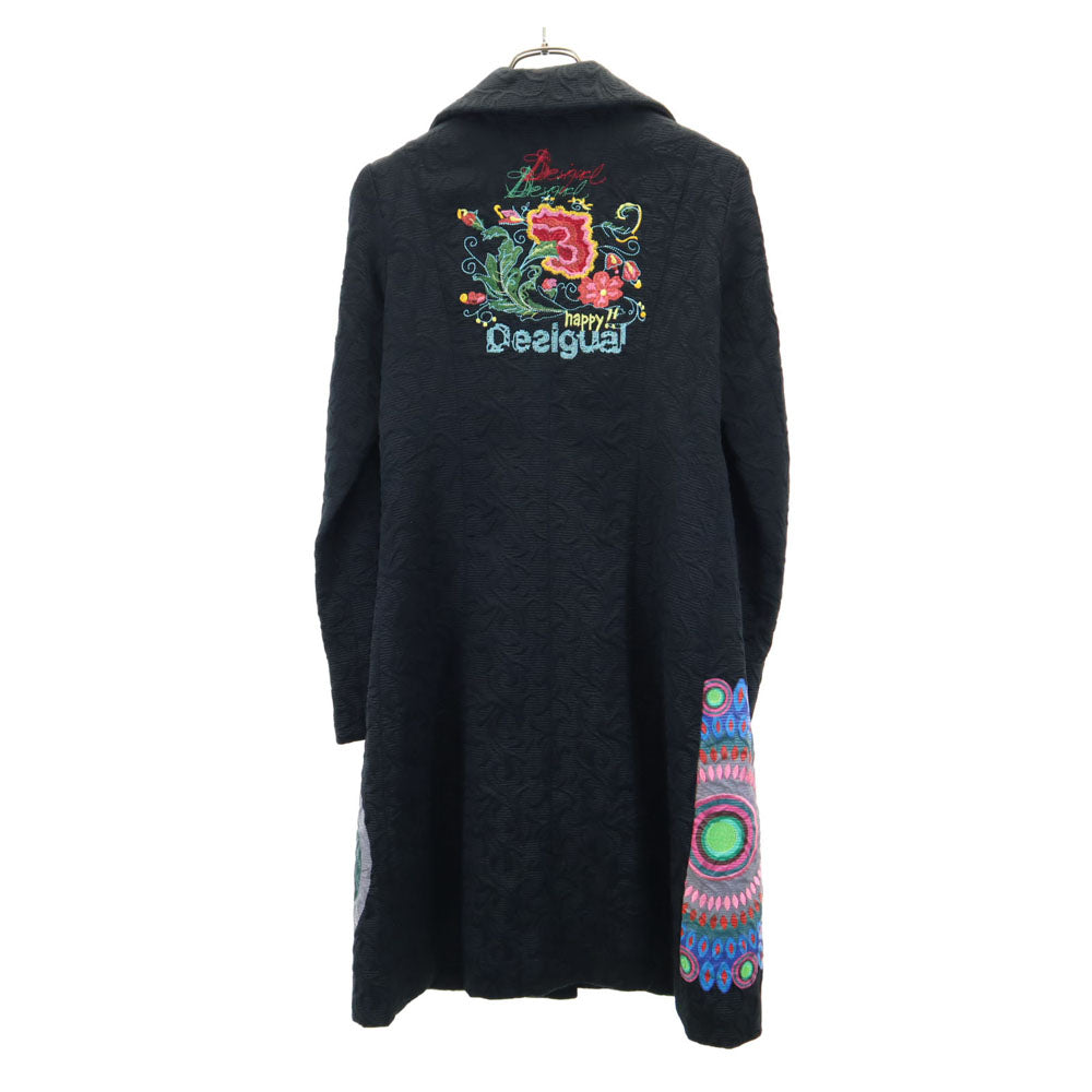 Desigual デジグアル ロングコート 38 ブラック 刺繍 レディース