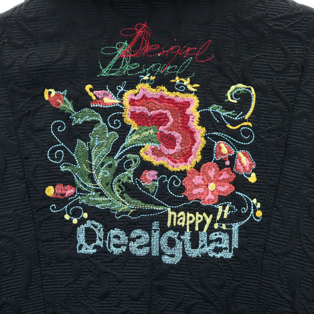 Desigual デジグアル ロングコート 38 ブラック 刺繍 レディース