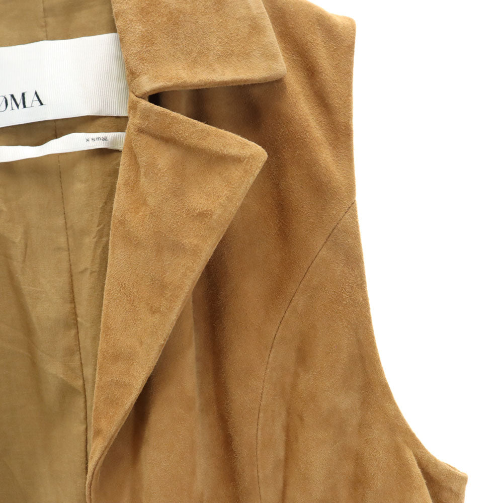 DOMA ドマ ゴートスキン ロング レザー ベスト XS ベージュ系 レディース