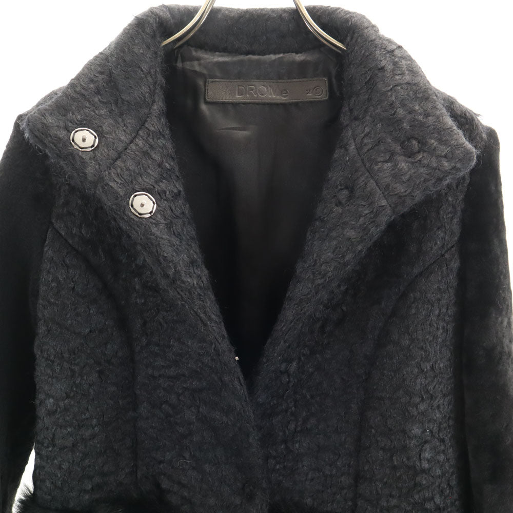 ドローム イタリア製 フェイクファー コート XS ブラック レディース