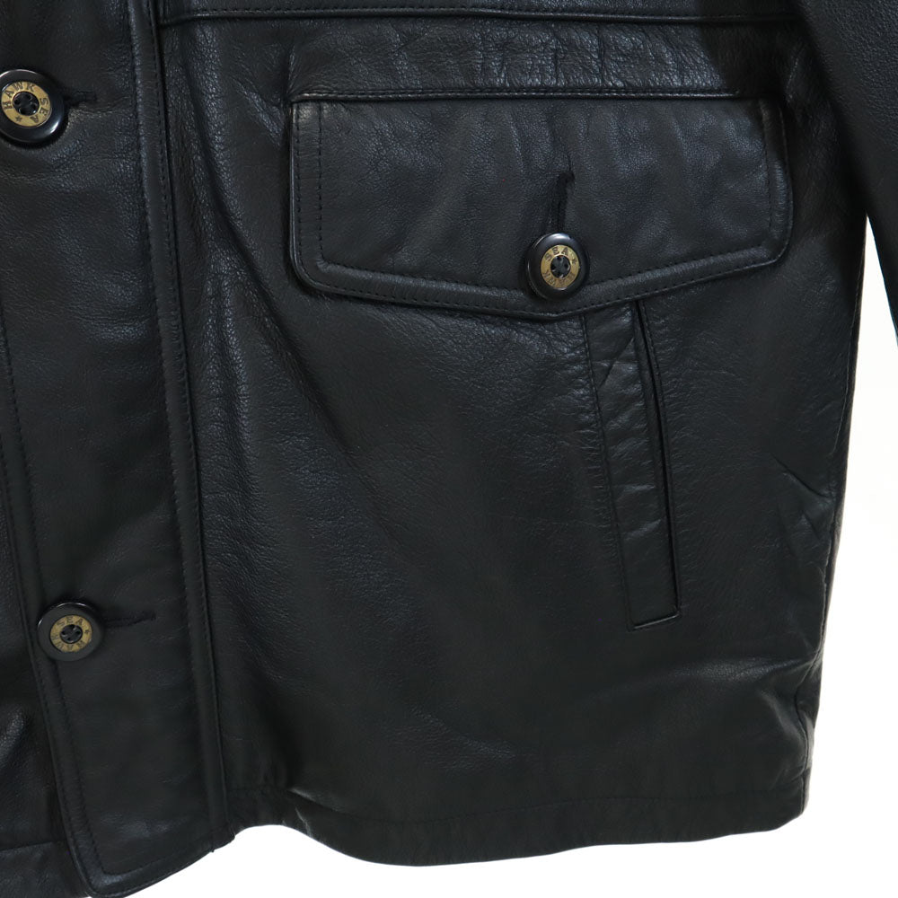 STONE MILLED 牛革 レザーコート L ブラック メンズ