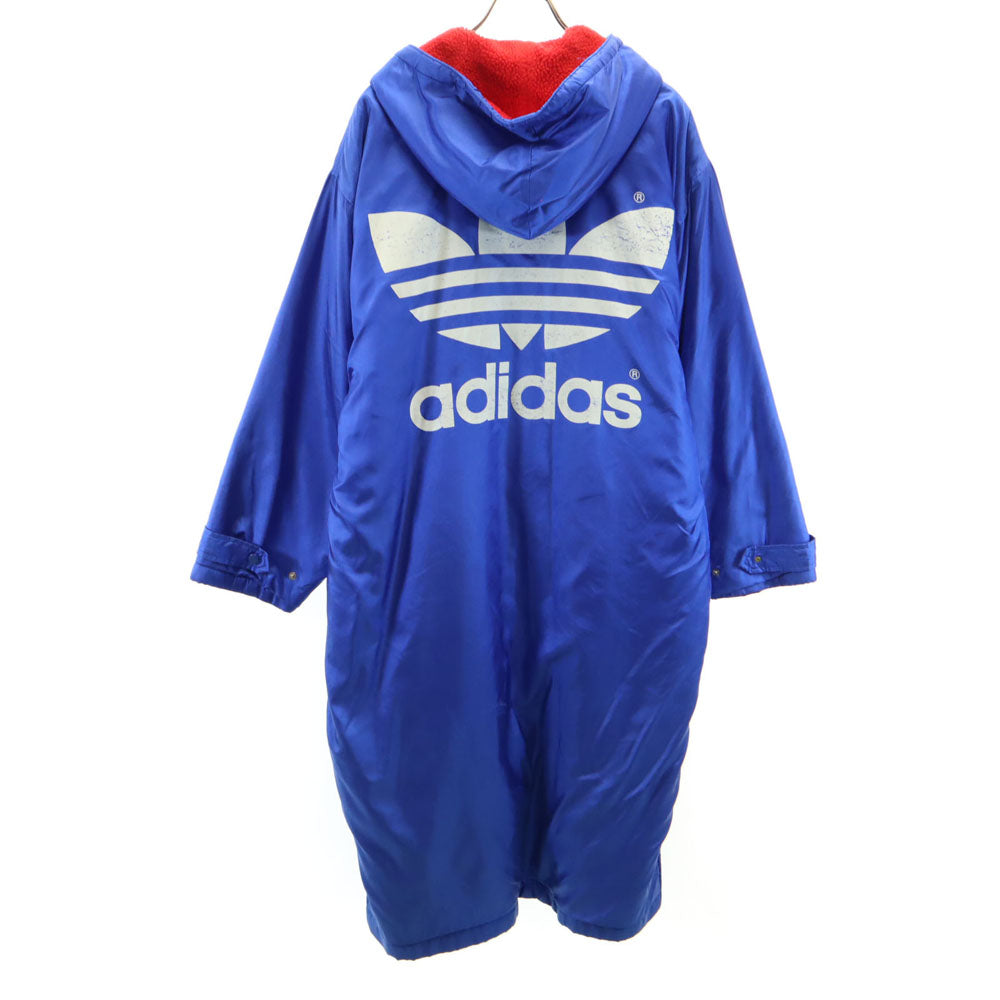 adidas アディダス 80s 90s デサント製 ヴィンテージ バック トレフォイルロゴ ベンチコート M ブルー 裏ボア メンズ
