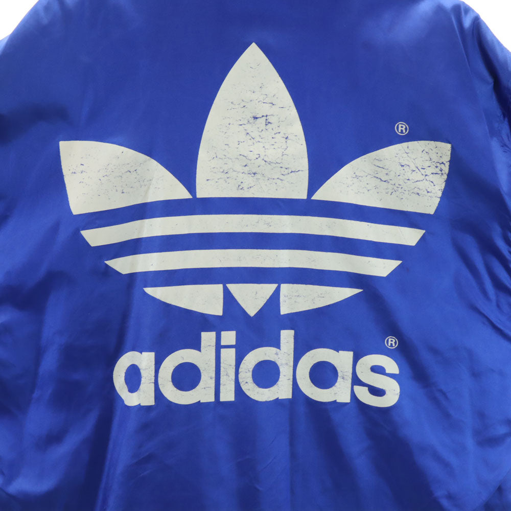 adidas アディダス 80s 90s デサント製 ヴィンテージ バック トレフォイルロゴ ベンチコート M ブルー 裏ボア メンズ