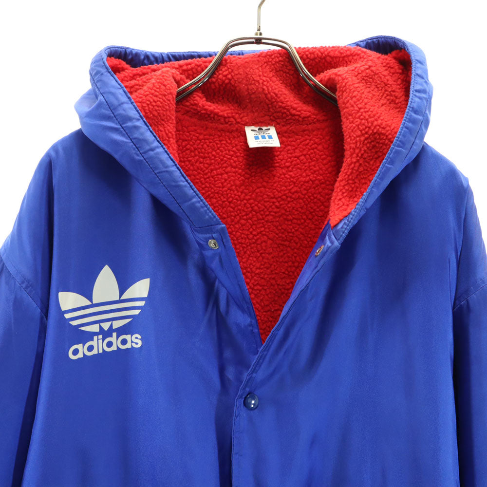 adidas アディダス 80s 90s デサント製 ヴィンテージ バック トレフォイルロゴ ベンチコート M ブルー 裏ボア メンズ