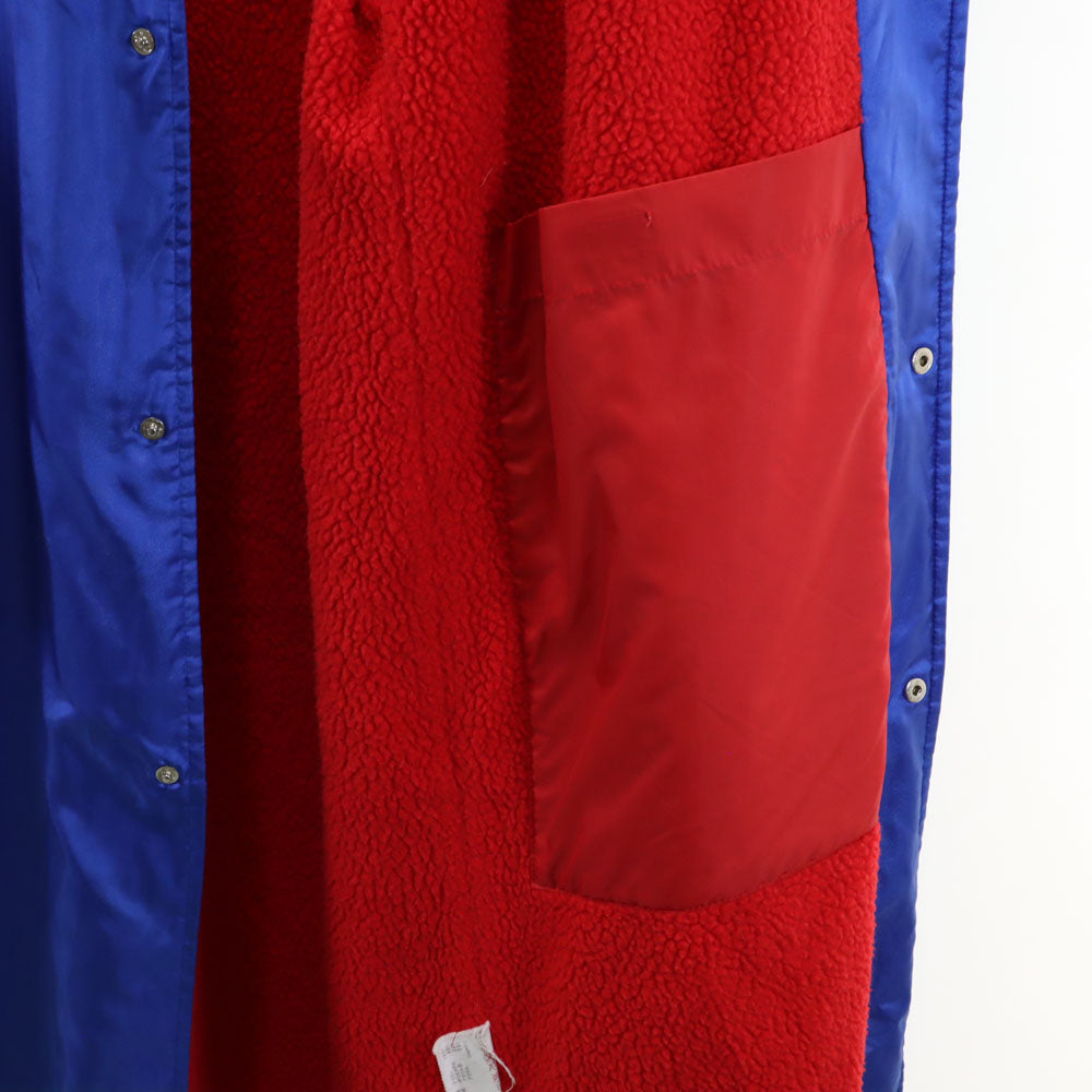 adidas アディダス 80s 90s デサント製 ヴィンテージ バック トレフォイルロゴ ベンチコート M ブルー 裏ボア メンズ