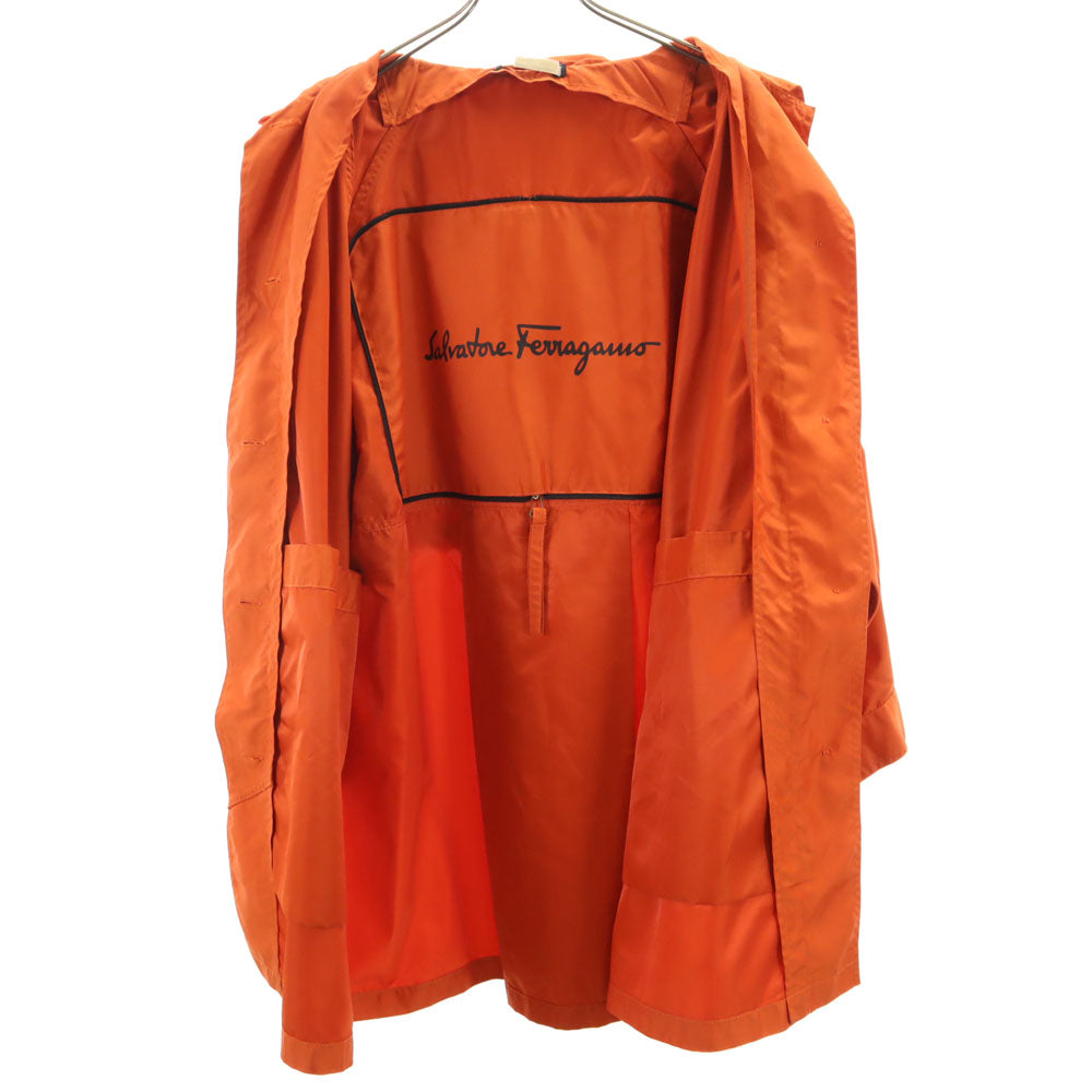 Salvatore Ferragamo サルヴァトーレフェラガモ 90s イタリア製 オールド 長袖 ポケッタブル レインコート M オレンジ系 レディース
