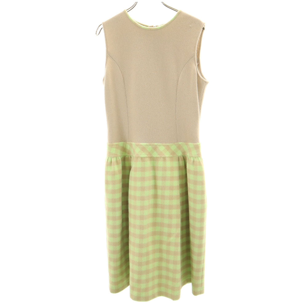 FOXEY フォクシー 日本製 カシミヤ100％ ノースリーブ アンサンブル 42 グリーン系 長袖ジャケット ワンピース レディース