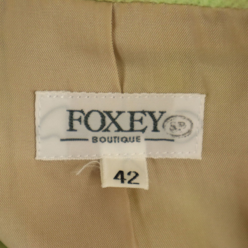 FOXEY フォクシー 日本製 カシミヤ100％ ノースリーブ アンサンブル 42 グリーン系 長袖ジャケット ワンピース レディース