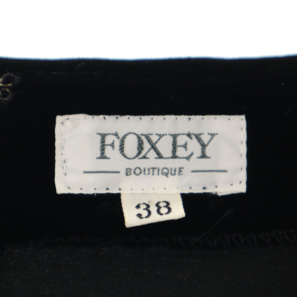 フォクシー 日本製 長袖 ドッキング ワンピース 38 黒×白 FOXEY バックジップ レディース