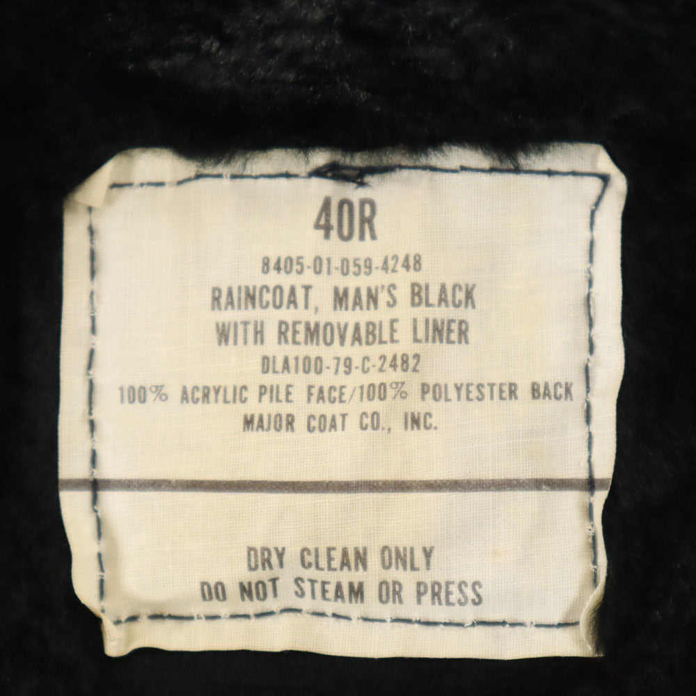 US NAVY アメリカ海軍 70s ヴィンテージ DLA オールウェザーコート レインコート 40R チャコールブラック ライナー付き メンズ