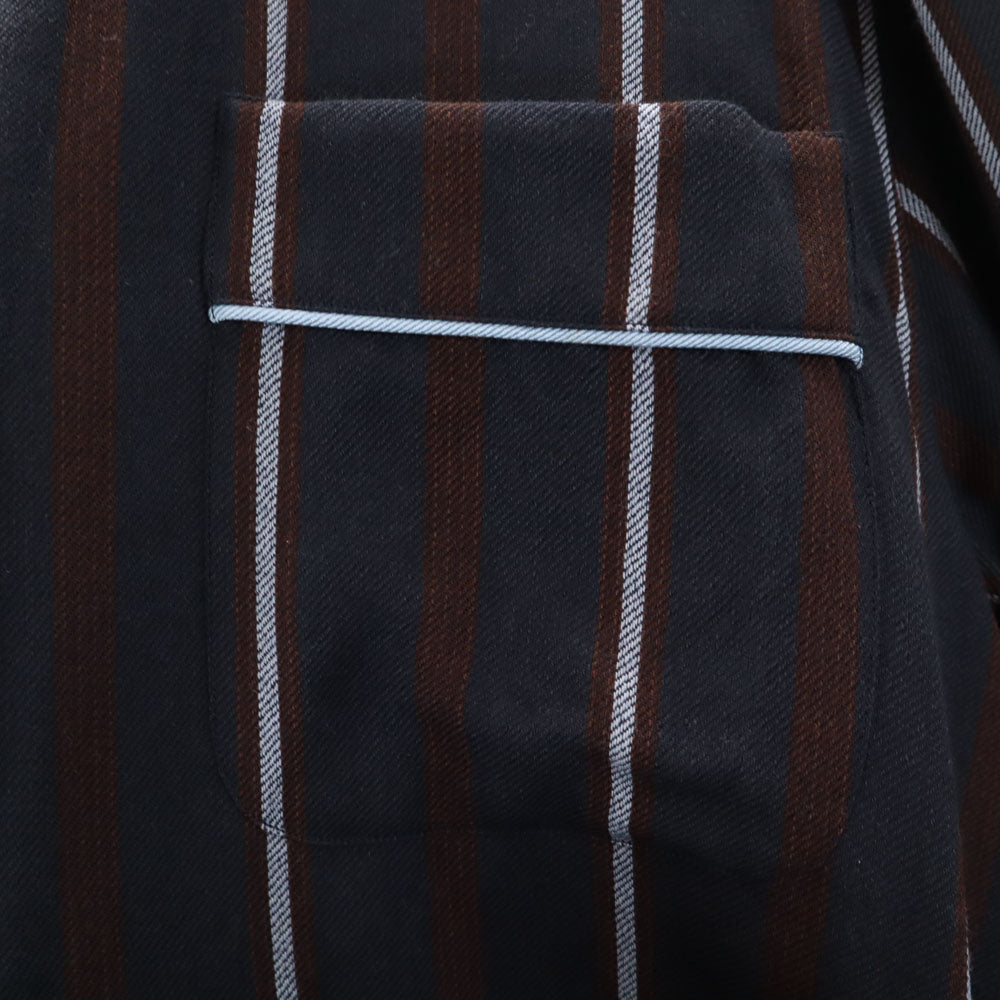 ロベルトリチェッティ イタリア製 ストライプ柄 ガウンコート L ネイビー ルームウェア メンズ