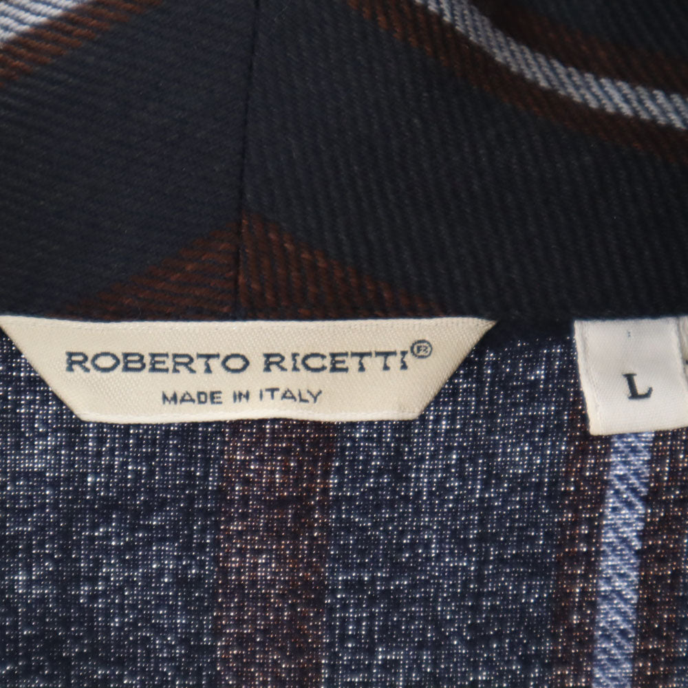 ロベルトリチェッティ イタリア製 ストライプ柄 ガウンコート L ネイビー ルームウェア メンズ