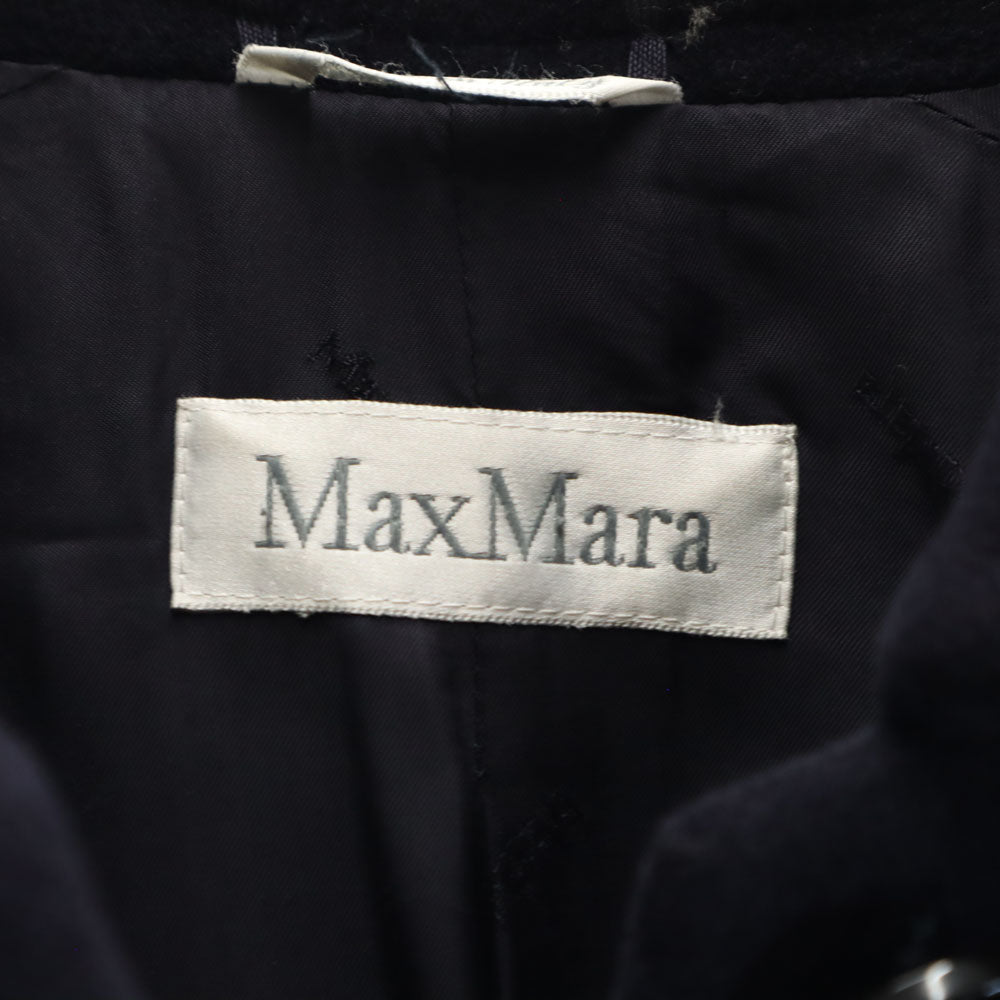 マックスマーラ イタリア製 メルトン ステンカラーコート 42 ネイビー MAX MARA レディース