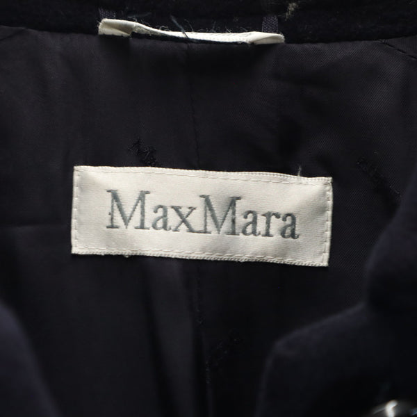 マックスマーラ イタリア製 メルトン ステンカラーコート 42 ネイビー MAX MARA レディース