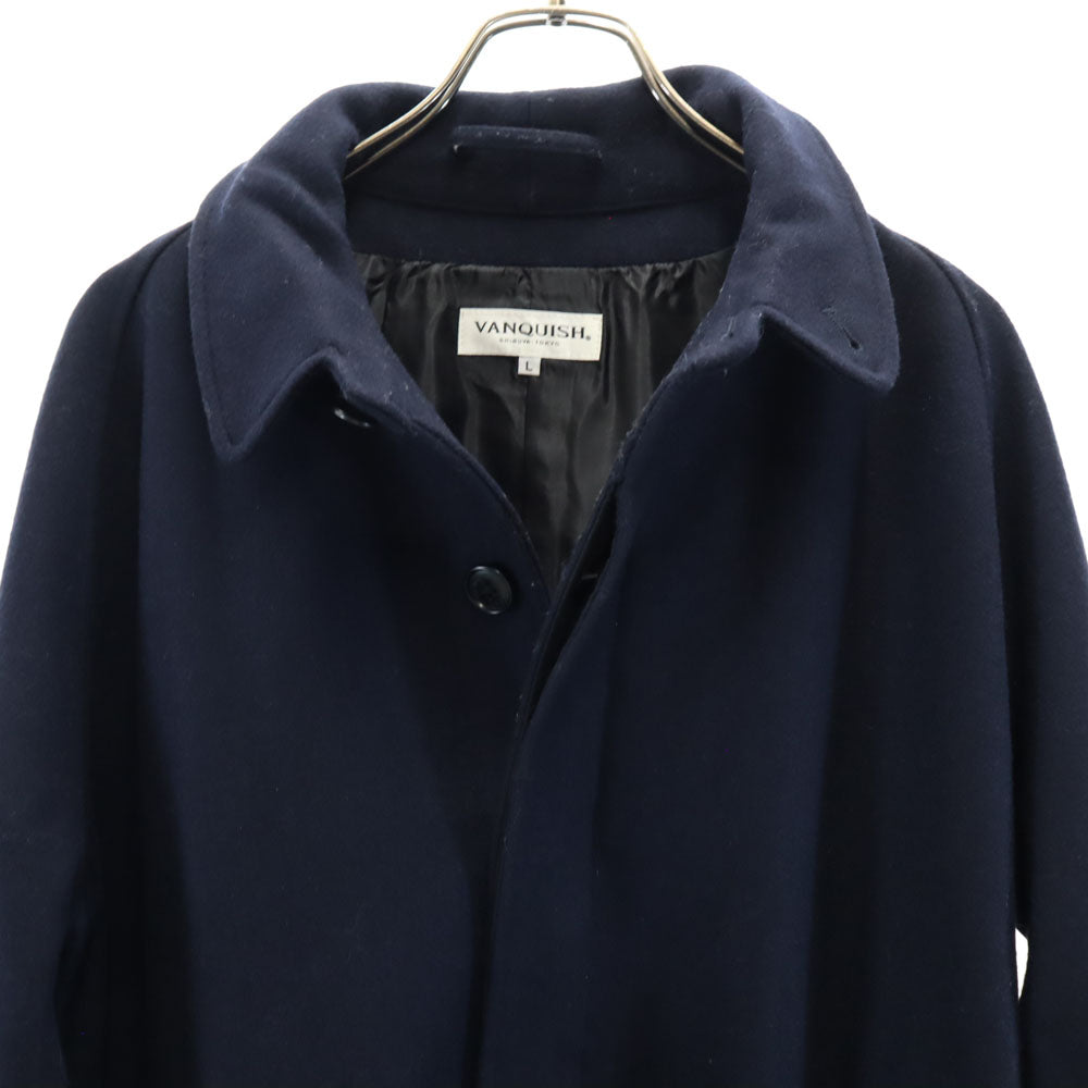 VANQUISH ヴァンキッシュ ウールブレンド ステンカラーコート L ネイビー メンズ