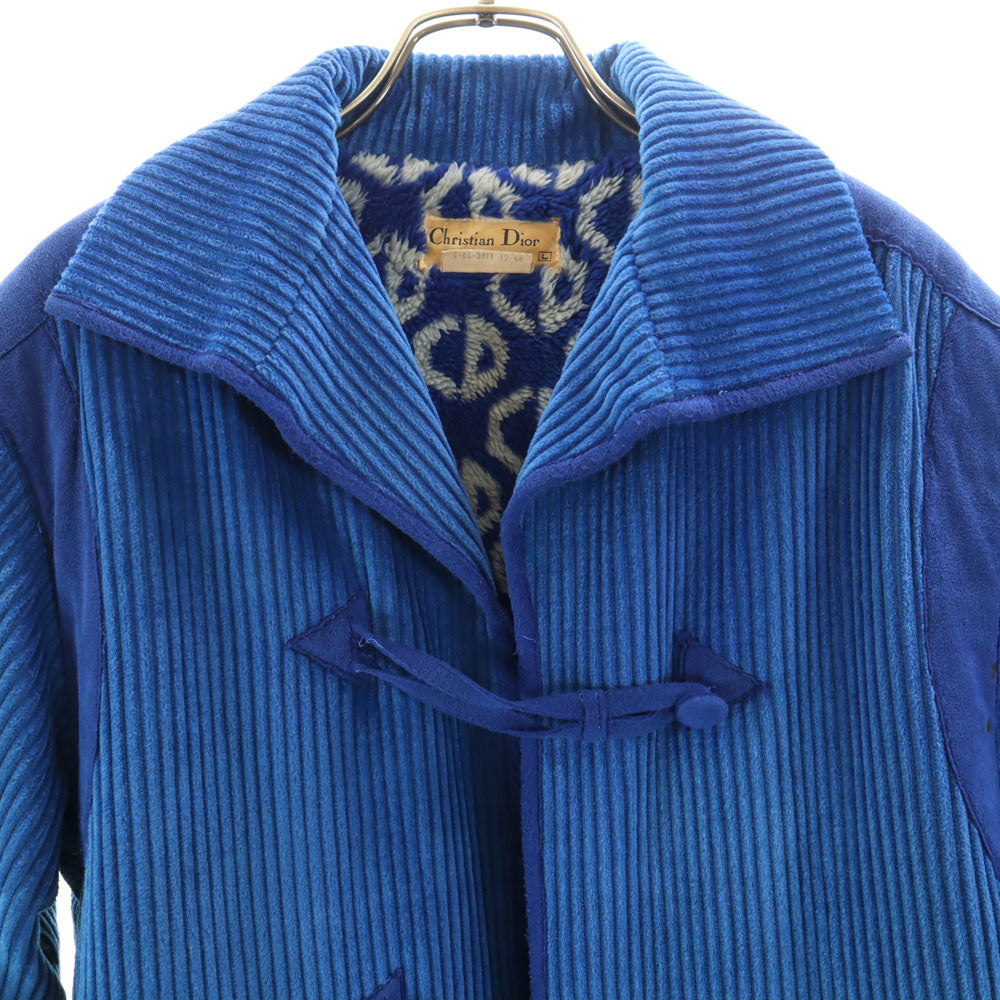 クリスチャンディオールスポーツ 90s オールド コーデュロイ ダッフルコート L ブルー Christian Dior SPORTS レディース