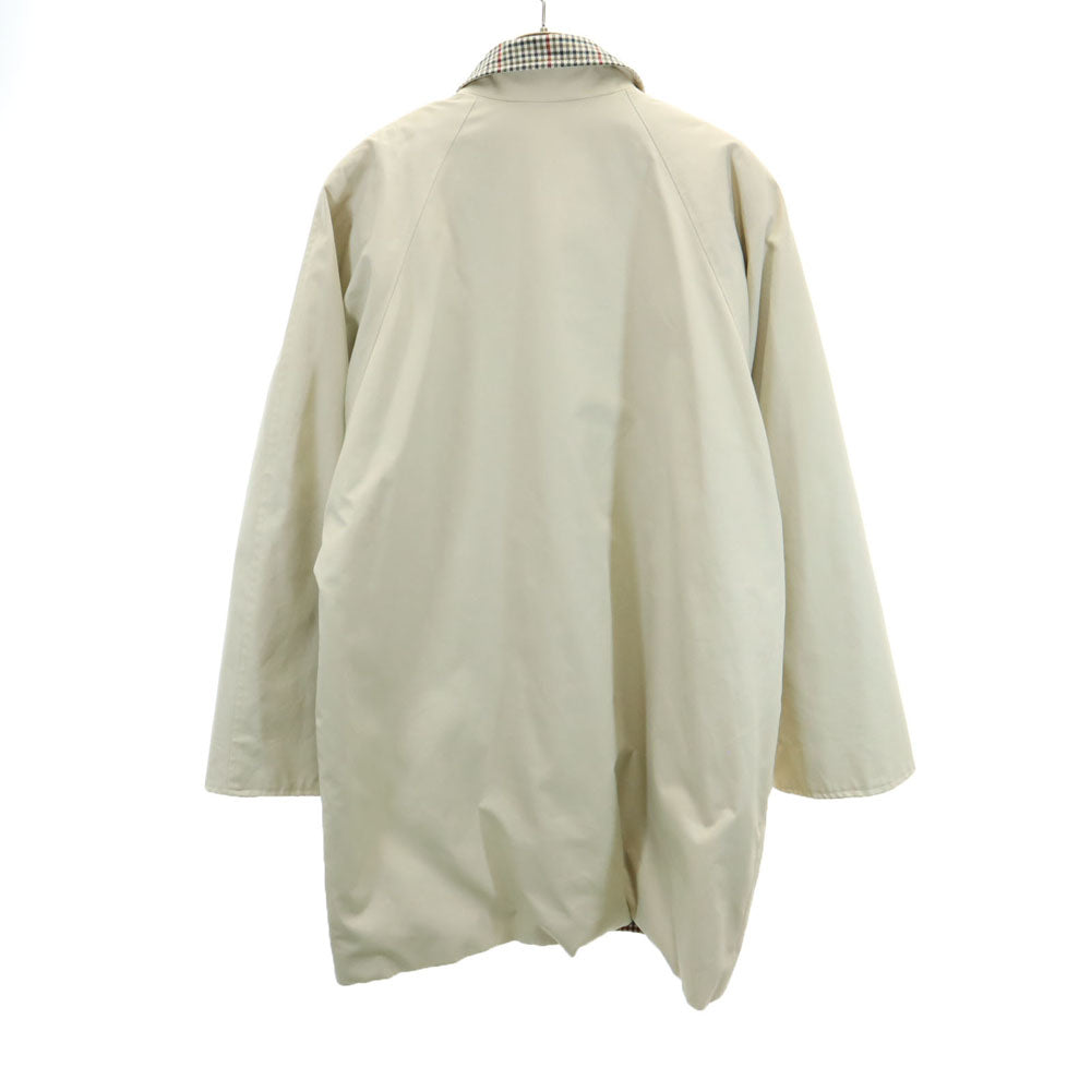 Aquascutum アクアスキュータム 70s イングランド製 ヴィンテージ チェック柄 リバーシブル ステンカラーコート 12 ベージュ 他 レディース