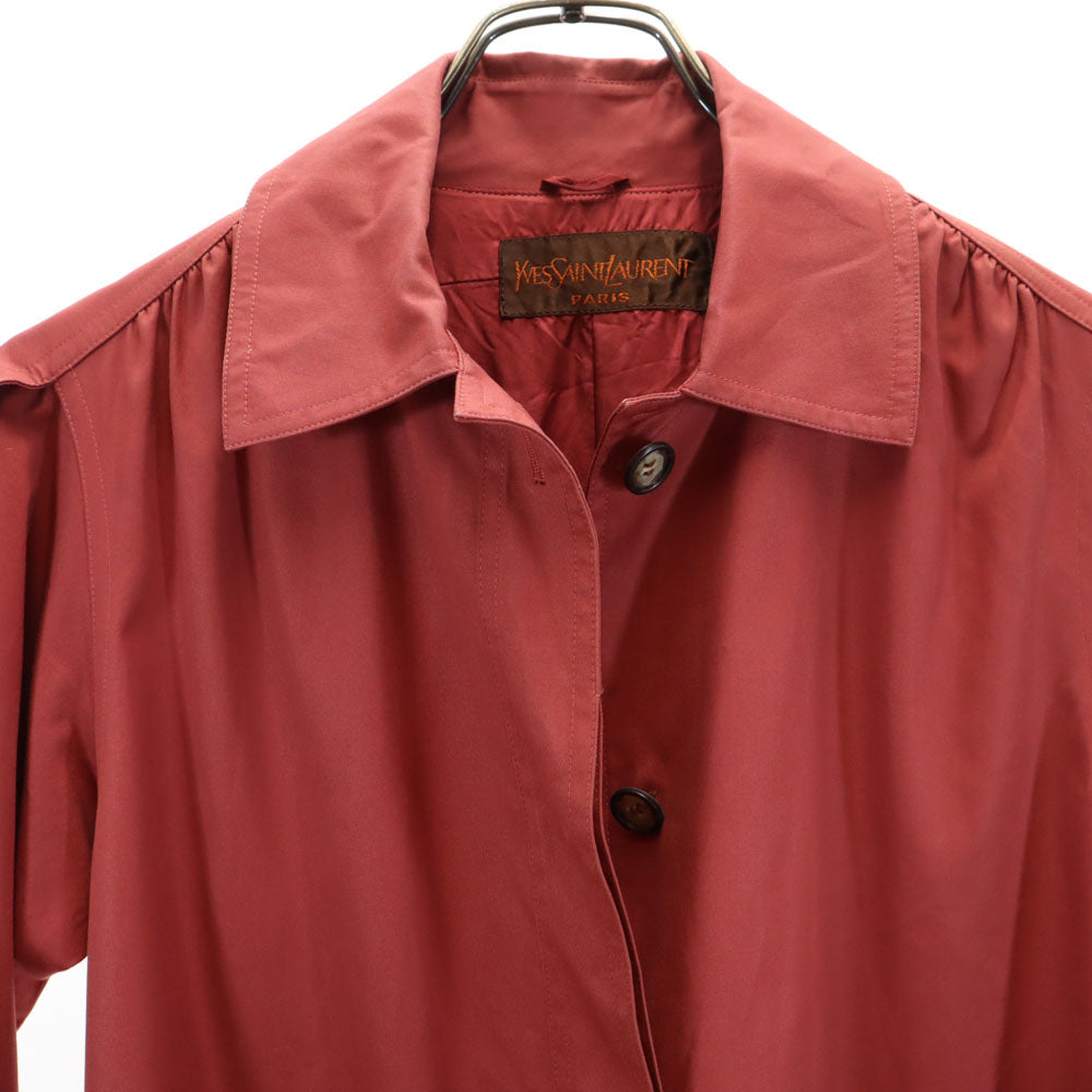 YVES SAINT LAURENT イヴサンローラン 80s 90s オールド ステンカラーコート T9 レッド系 レディース