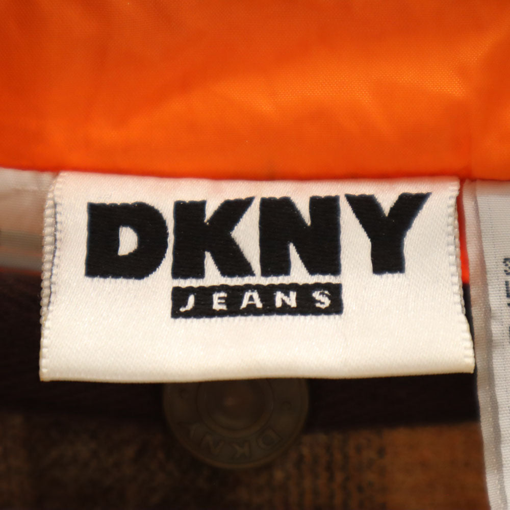 DKNY JEANS ダナキャランニューヨークジーンズ 90s オールド ステンカラーコート S オレンジ ライナー付き レディース