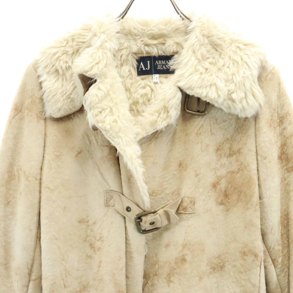 ARMANI JEANS アルマーニジーンズ フェイクレザー ロングコート 6 ベージュ レディース
