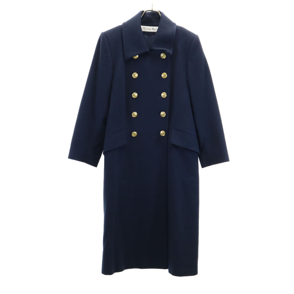 Christian Dior クリスチャンディオール 90s USA製 オールド ロロピアーナ ラムウール ダブル コート 6 ネイビー レディース
