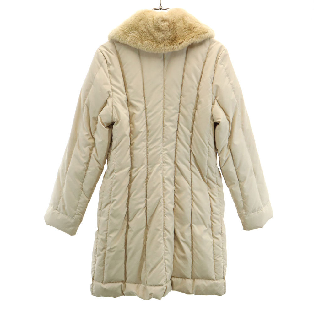 Salvatore Ferragamo サルヴァトーレフェラガモ 90s イタリア製 オールド ラビットファー付き 中綿コート 42 ベージュ レディース